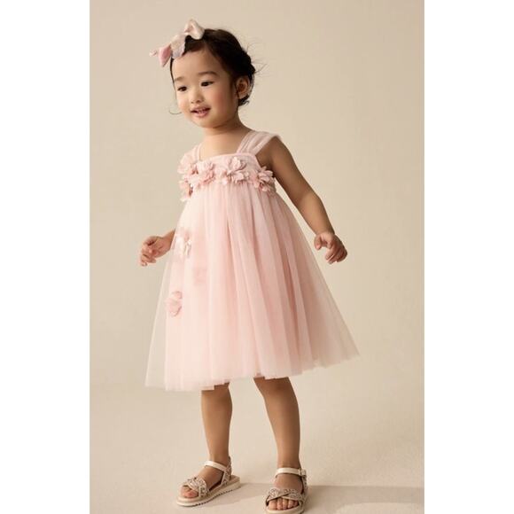 NEXT Sleeveless Mesh Party Dress Pink Sleeveless Tulle Girls Size 5-6 NWT $75 - Picture 1 of 13